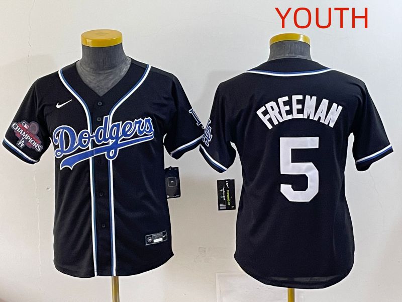 Youth 2025 Los Angeles Dodgers #5 Freeman Black Three generations Fashion Nike MLB Jersey style 7
